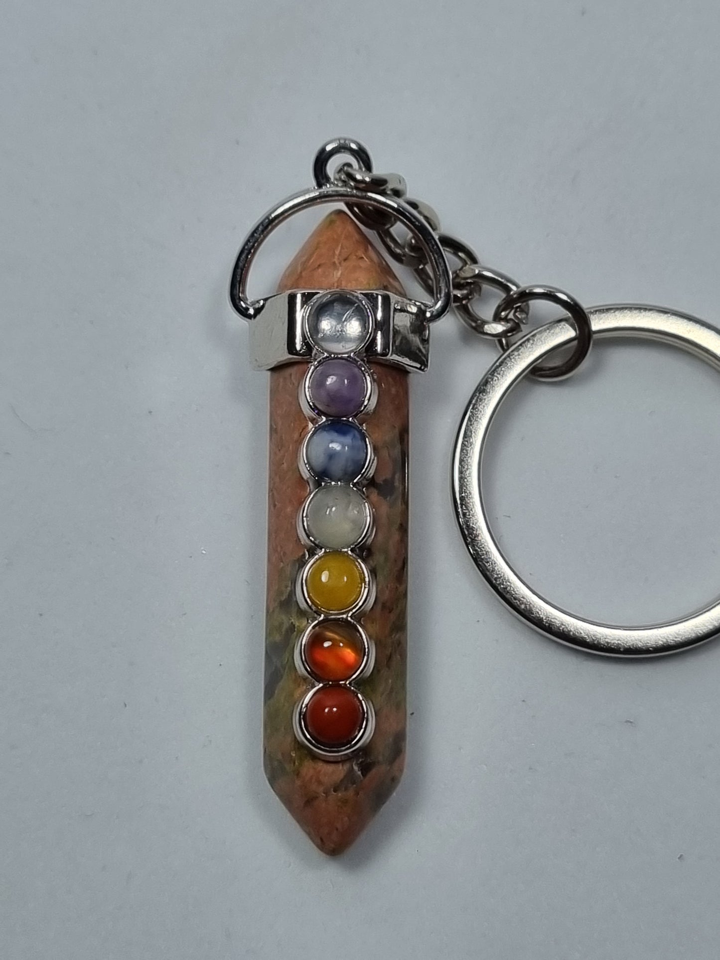 Llavero Péndulo 7 Chakras Unakita
