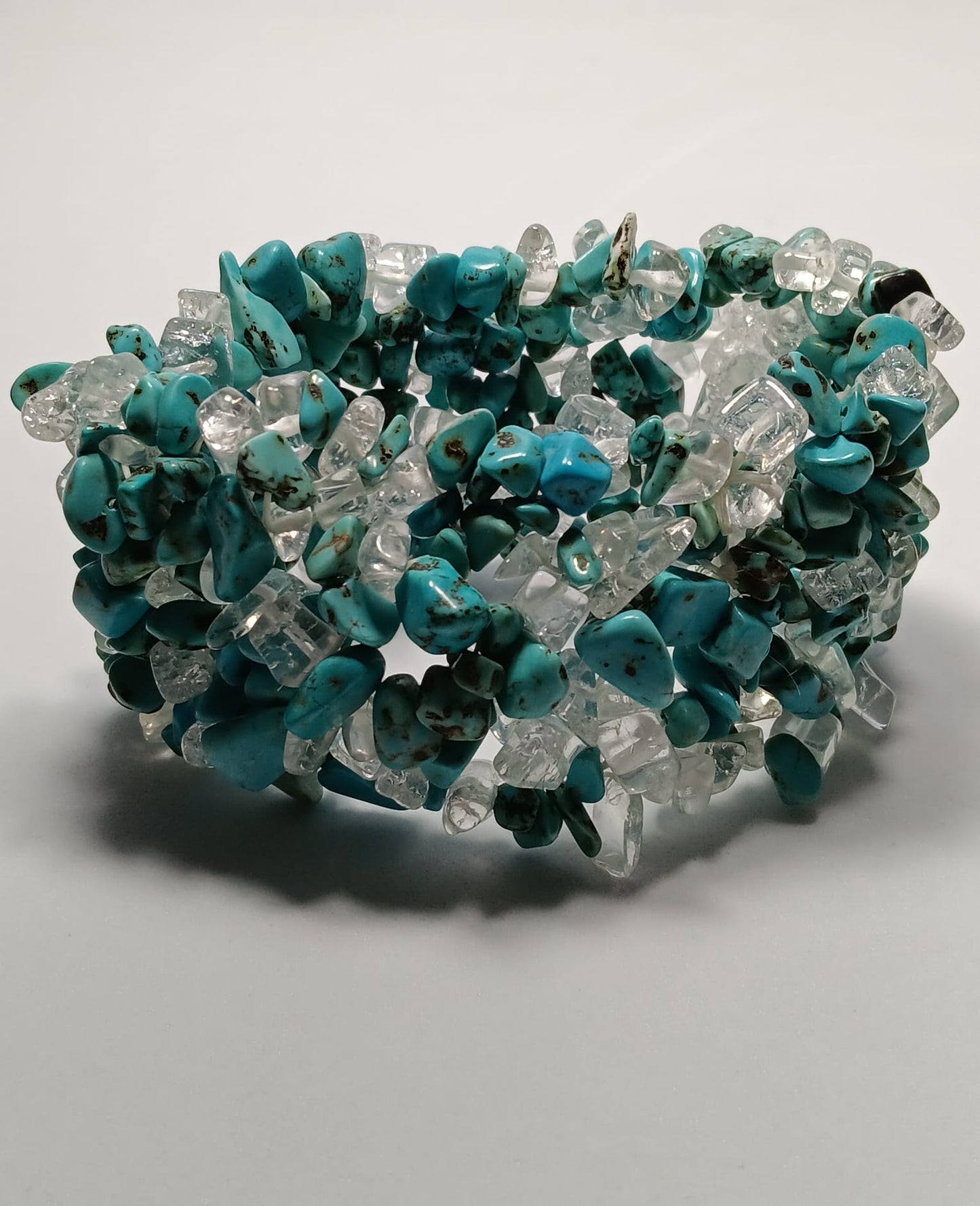 Brazalete Turquesa y Cuarzo Transparente