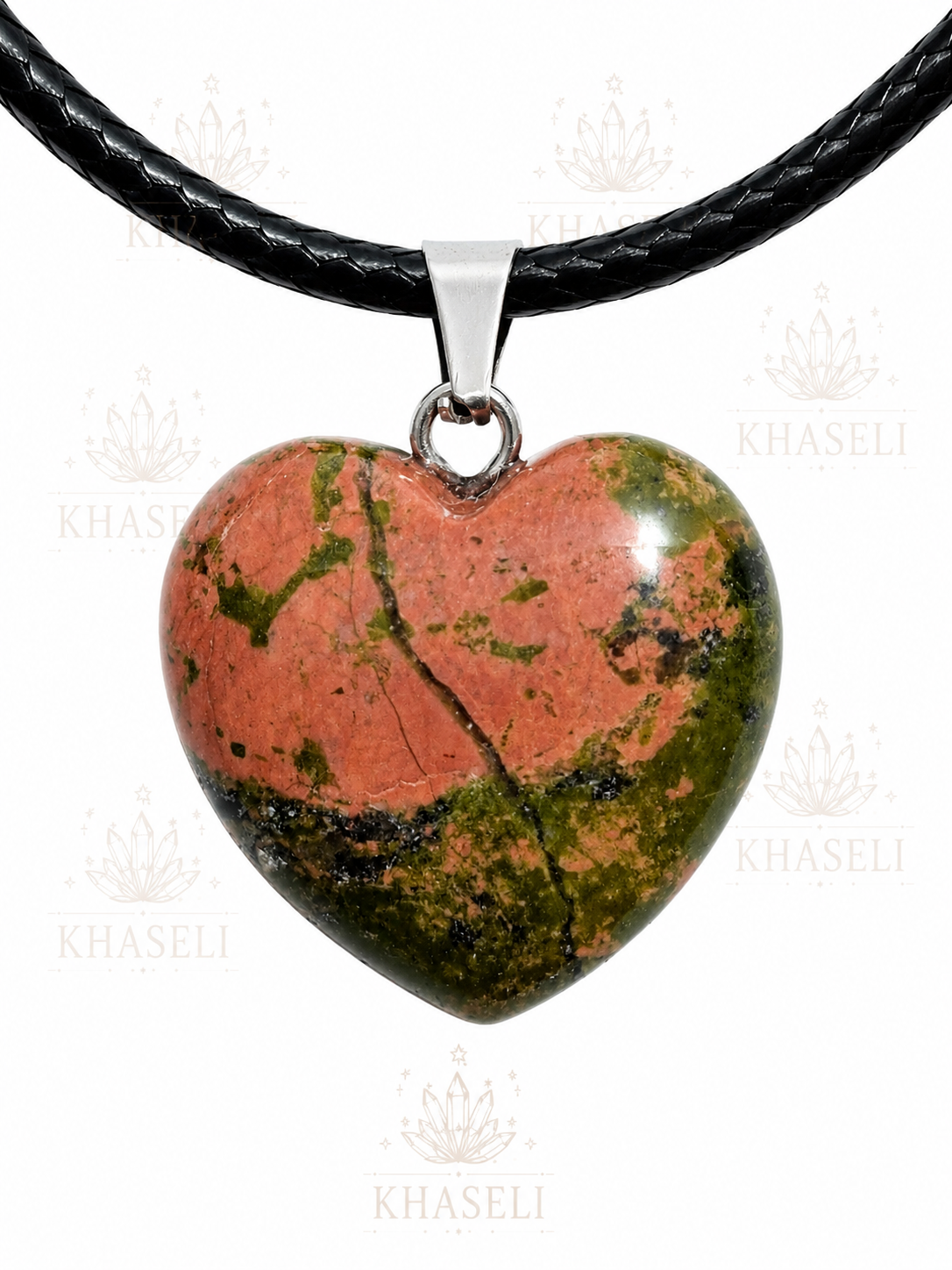 Colgante Corazón de Unakita Natural | Amor, Equilibrio Emocional y Crecimiento Espiritual