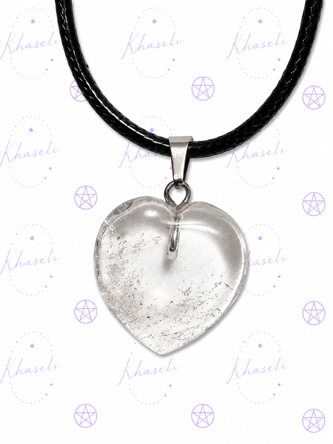Colgante Corazón de Cuarzo Transparente Natural – Colgante de Cristal de Roca para Claridad, Protección, Energía Positiva y Equilibrio Espiritual