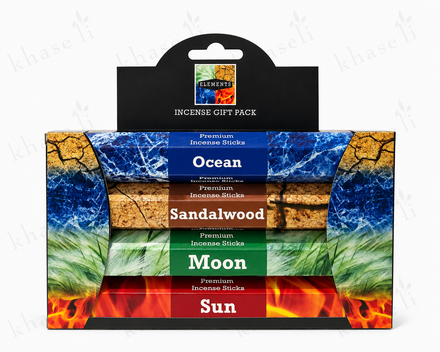 Pack de Inciensos Premium Elements – Ocean, Sandalwood, Moon y Sun | Set de Inciensos Naturales para Meditación y Armonía