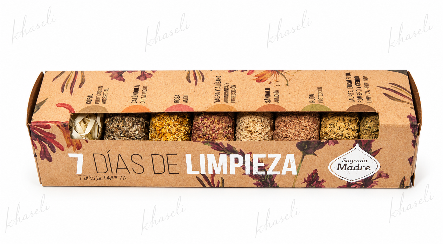 Kit 7 Días Limpieza Energética Sagrada Madre -Sahumerios Naturales para Purificación y Protección