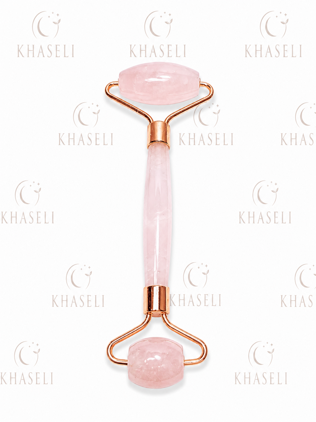 Rodillo Facial de Cuarzo Rosa Natural para Masaje Facial - Belleza y Energía Positiva