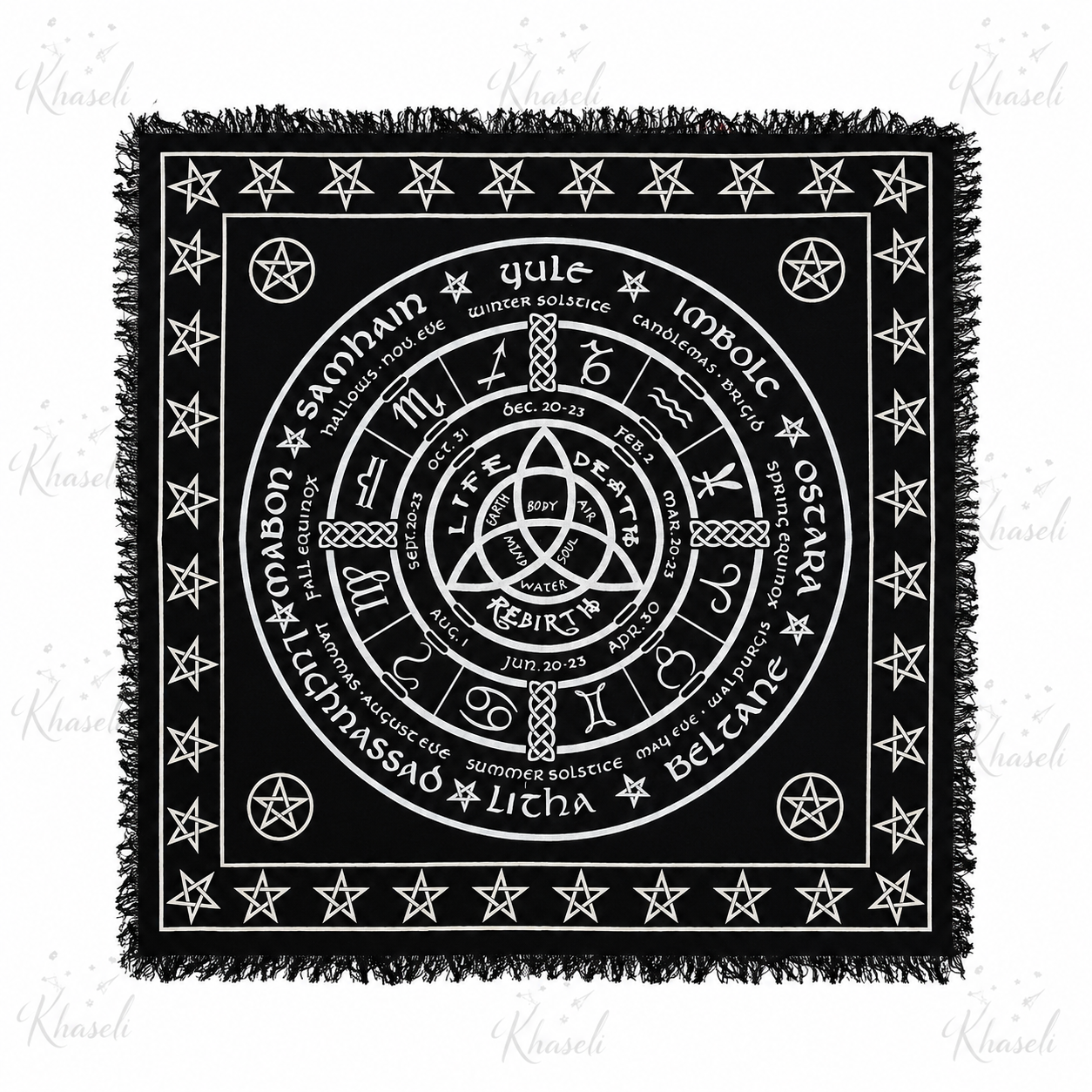 Tapete con Símbolos Esotéricos - Mantel para Tarot, Oráculos, Péndulo y Rituales Espirituales