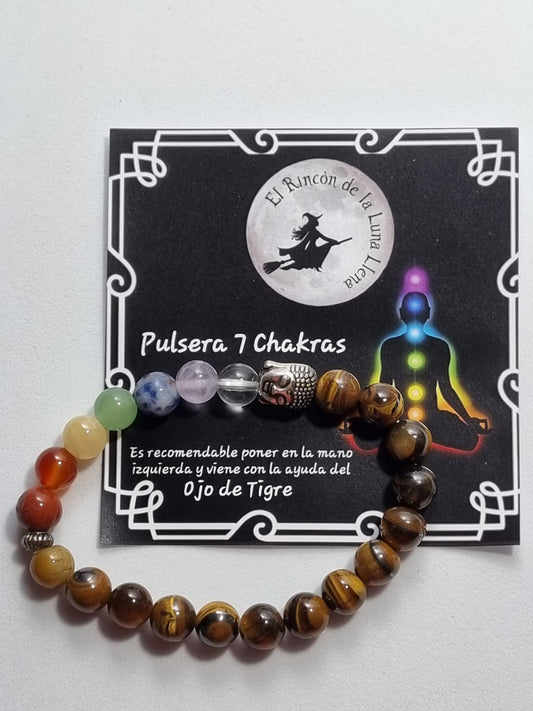 Pulsera Buda 7 chakras Ojo de Tigre