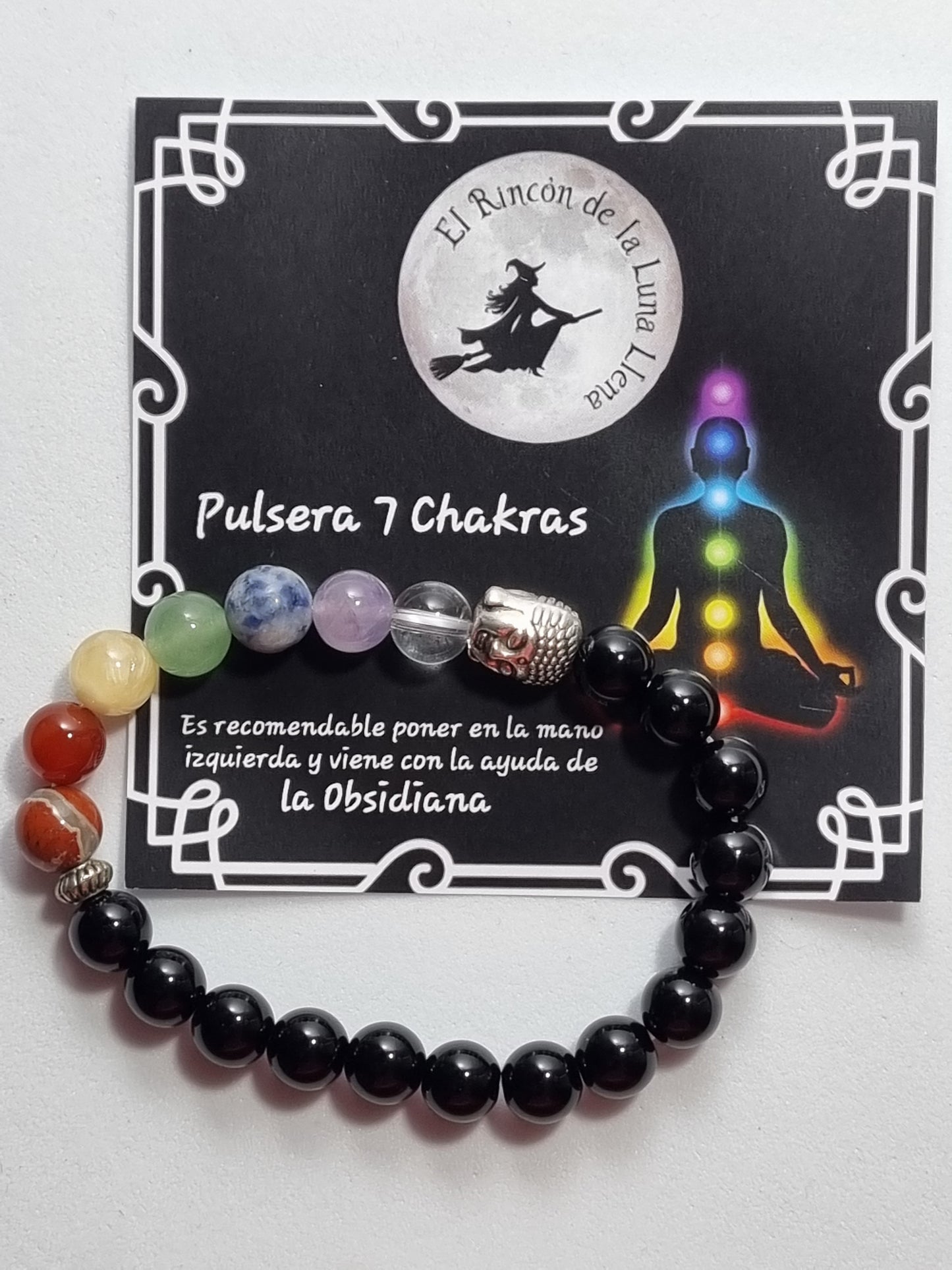 Pulsera Buda 7 Chakras Obsidiana