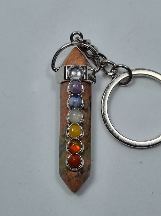Llavero Péndulo 7 Chakras Unakita