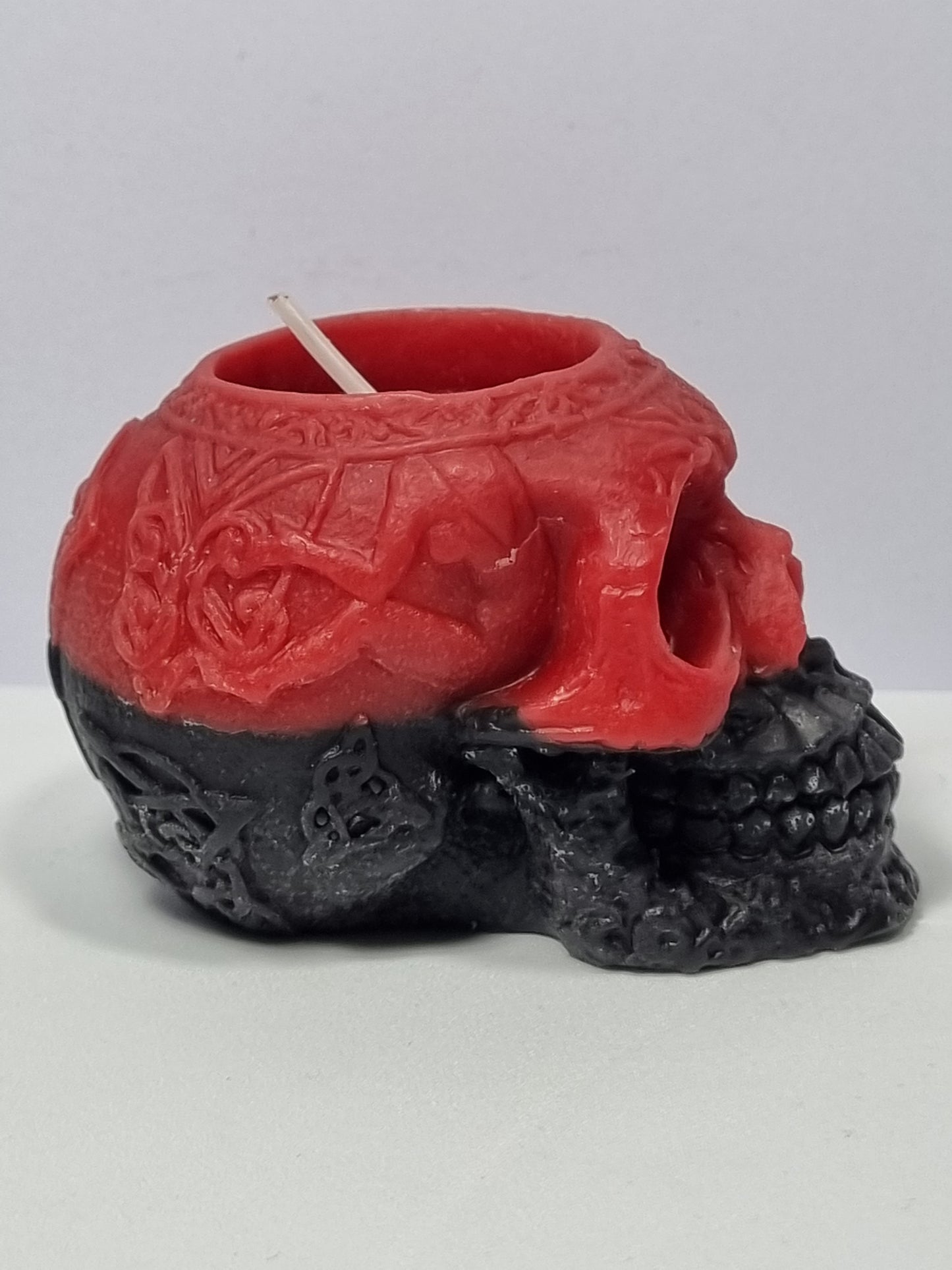 Vela Calavera Roja y Negra