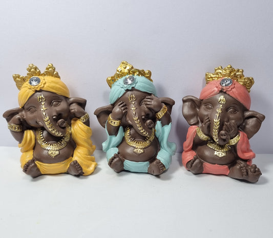 Set de 3 Figuras Ganesha (no veo, no oigo, no hablo)