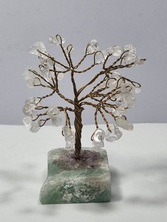 Árbol de la vida Cuarzo blanco con base de fluorita