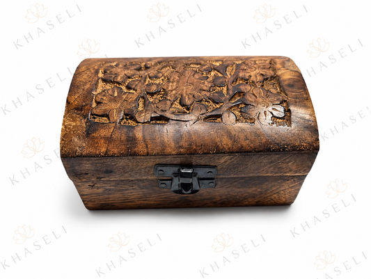 Caja Esotérica de Madera Tallada para Rituales, Amuletos y Cristales - Cofre de Protección