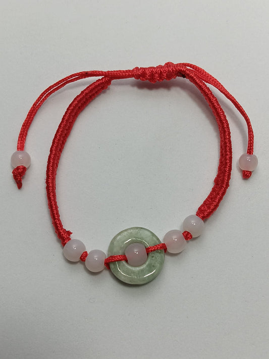 Pulsera Roja Protección Jade Verde