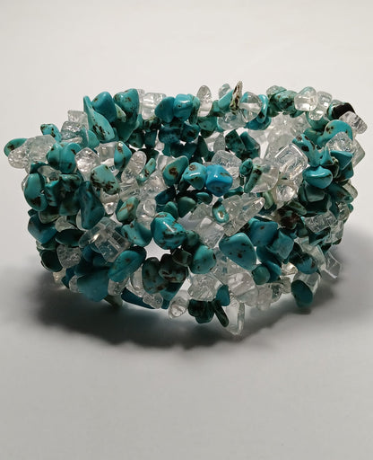 Brazalete Turquesa y Cuarzo Transparente