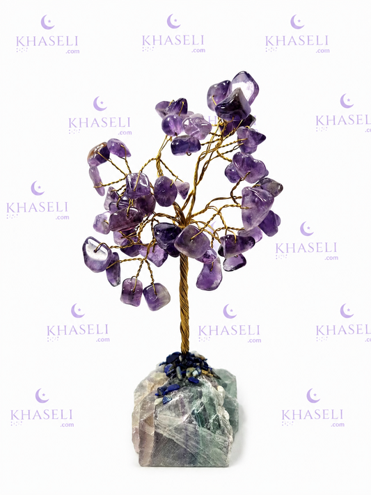 Árbol de Amatista con Base de Fluorita Natural - Decoración Esotérica, Equilibrio y Protección Energética