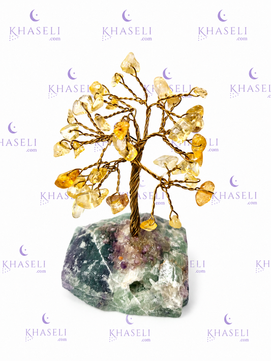 Árbol de Citrino con Base de Fluorita – Árbol de la Abundancia, Prosperidad y Éxito