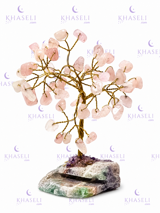 Árbol de la Vida de Cuarzo Rosa Natural – Amor, Armonía y Energía Positiva