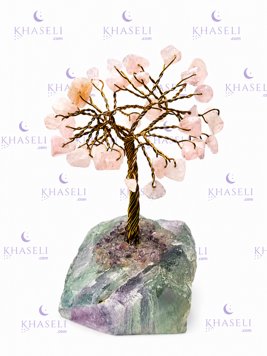 Árbol de la Vida de Cuarzo Rosa Natural – Amor, Armonía y Energía Positiva