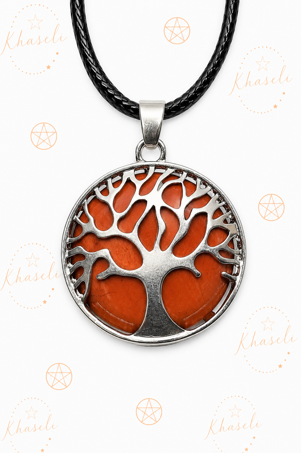 Colgante Árbol de la Vida de Jaspe Rojo Natural - Amuleto de Fuerza, Protección y Enraizamiento