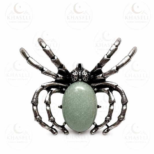 Broche de Araña con Aventurina – Prosperidad, Suerte y Bienestar