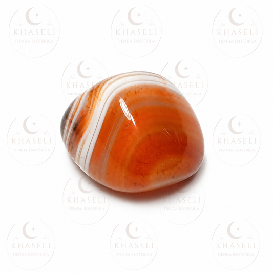 Ágata Cornalina Bandeada Rodada – Piedra Natural para Energía, Protección y Vitalidad