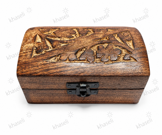 Caja Esotérica de Madera Tallada para Rituales, Amuletos y Cristales - Cofre de Protección