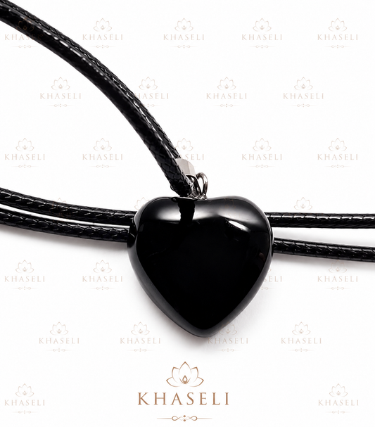 Colgante Corazón de Obsidiana Negra – Amuleto de Protección Energética, Escudo Espiritual y Equilibrio Emocional