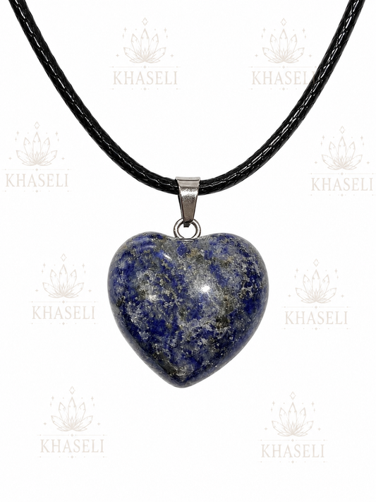 Colgante Corazón de Lapislázuli Natural - Sabiduría, Protección y Comunicación Espiritual