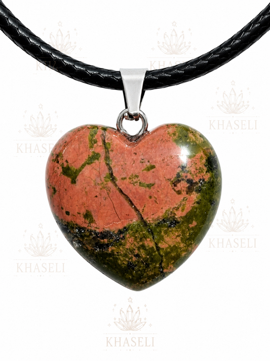 Colgante Corazón de Unakita Natural | Amor, Equilibrio Emocional y Crecimiento Espiritual