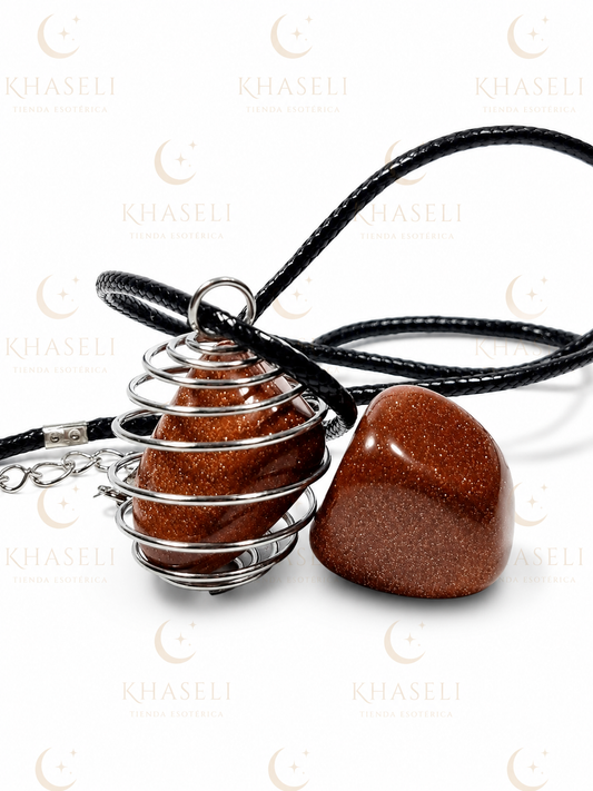 Colgante de Lluvia de Estrellas con Jaula Espiral - Amuleto de Éxito, Motivación y Protección Energética