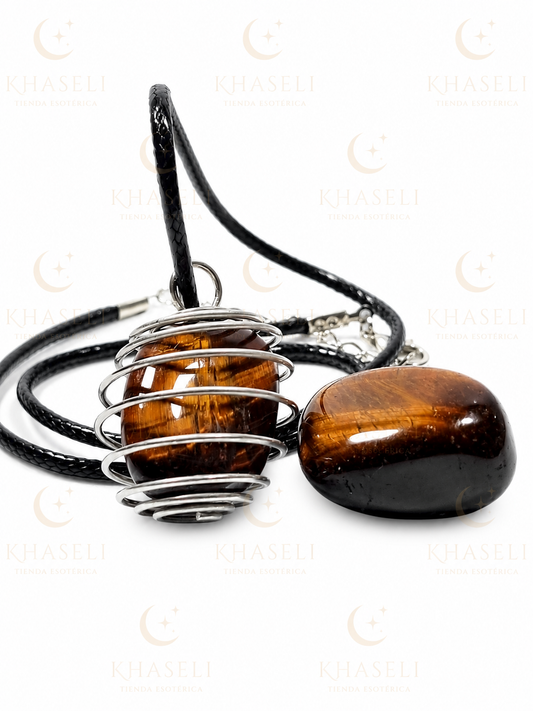 Colgante de Ojo de Buey con Jaula Espiral - Amuleto de Protección, Fuerza y Enraizamiento