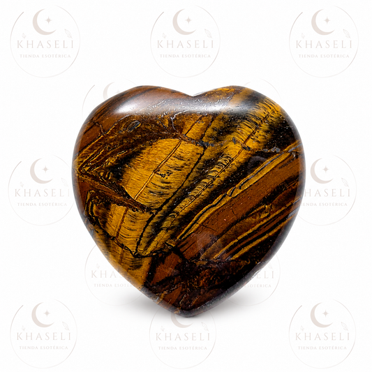 Corazón de Ojo de Tigre Natural – Piedra de Protección, Fuerza y Prosperidad