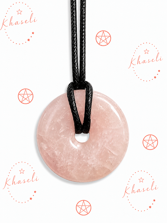 Colgante Donut de Cuarzo Rosa – Amor, Armonía y Bienestar