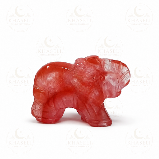 Elefante de Cuarzo Cereza – Prosperidad, Amor Propio y Energía Positiva