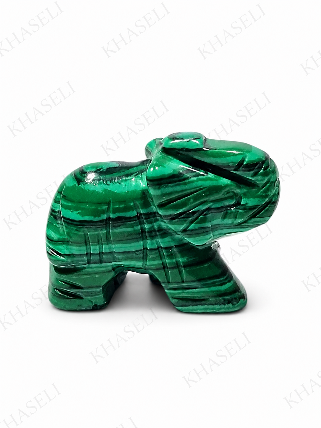 Elefante de Malaquita Natural – Figura de Protección, Prosperidad y Transformación