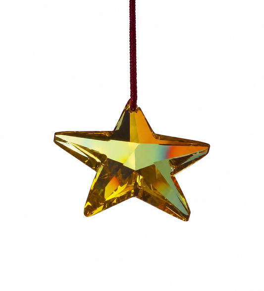 Colgante Feng Shui Estrella Amarilla de Cristal – Amuleto de Prosperidad, Alegría, Protección y Energía Positiva