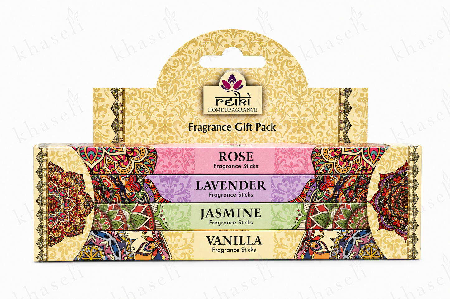 Pack de Inciensos Reiki Home – Rosa, Lavanda, Jazmín y Vainilla - Incienso Natural para Meditación y Armonía