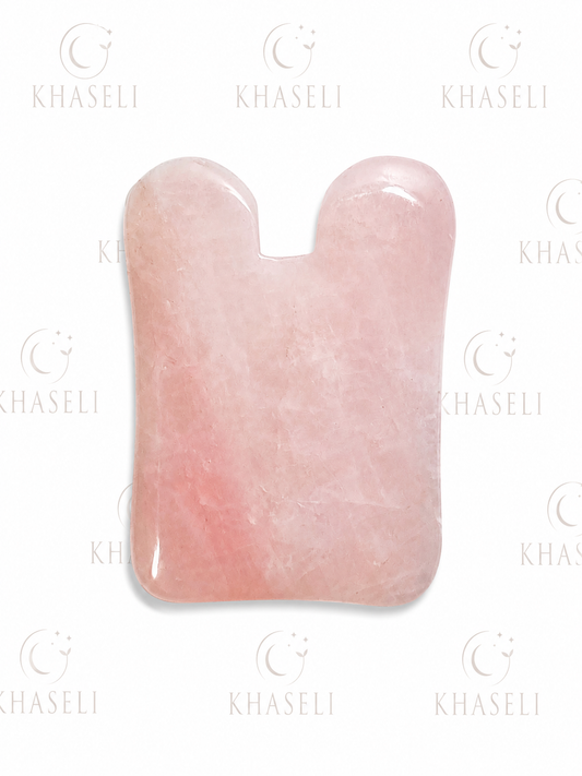 Gua Sha de Cuarzo Rosa para Masaje Facial - Piedra de Belleza y Bienestar Energético