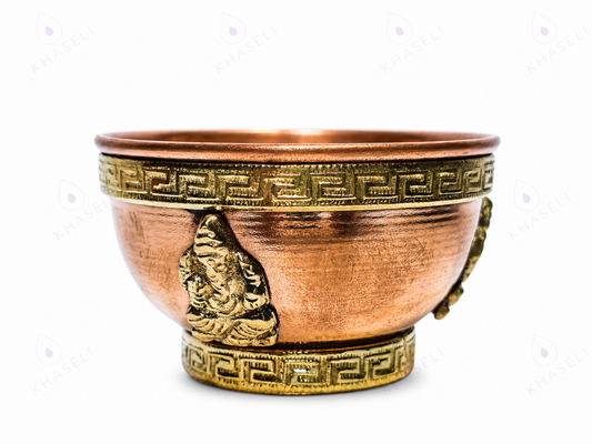 Incensario cuenco de cobre con Ganesha 7 cm