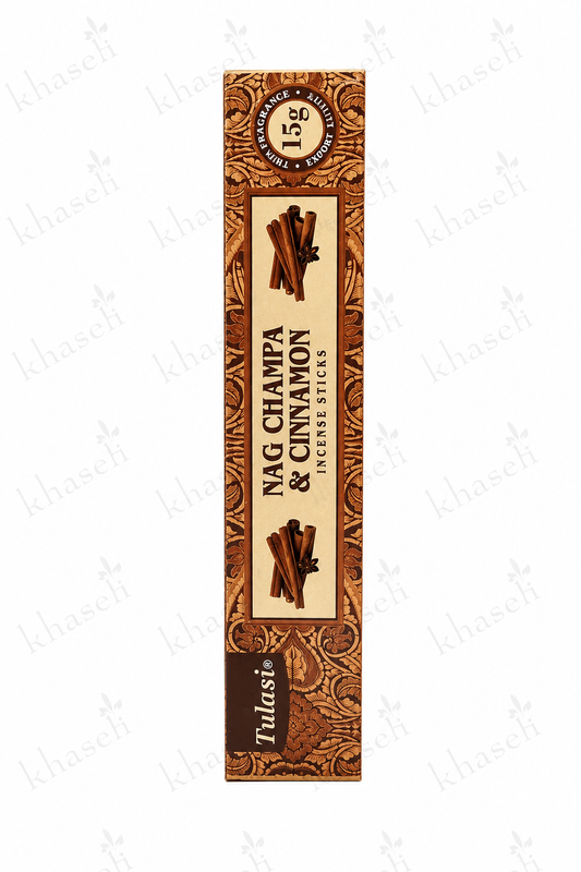 Incienso Tulasi Nag Champa & Cinnamon – Incienso Natural de Canela para Prosperidad, Protección y Armonía