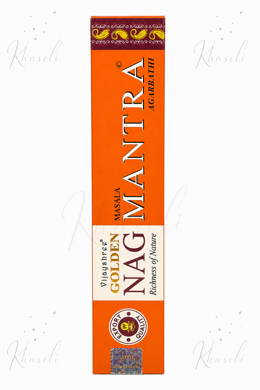Incienso Vijayshree Golden Nag Mantra Masala Agarbathi – Varillas de Incienso Natural para Meditación, Limpieza Energética y Relajación