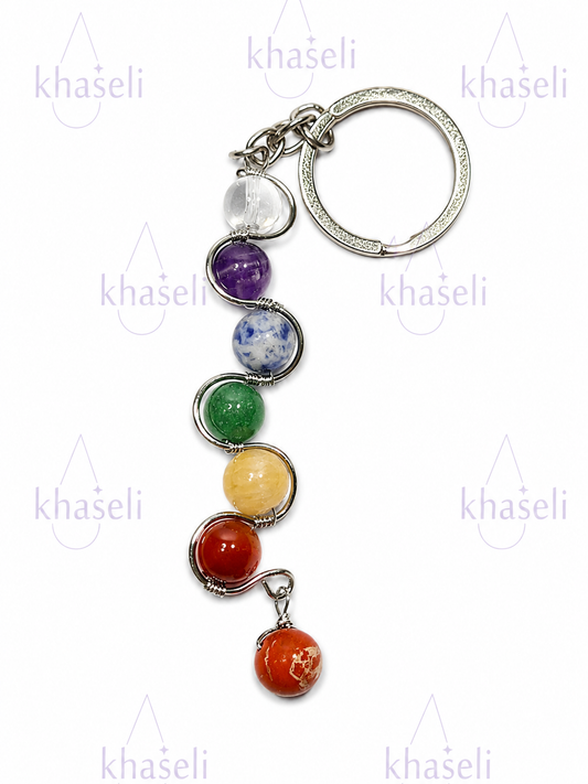 Llavero de los 7 Chakras con Piedras Naturales – Amuleto Energético de Equilibrio y Protección