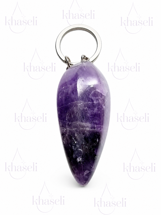 Llavero de Amatista Natural – Piedra de Protección, Paz, Meditación y Equilibrio