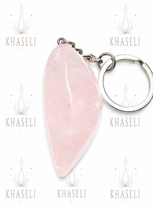 Llavero de Cuarzo Rosa Natural – Amuleto del Amor, la Paz y la Armonía