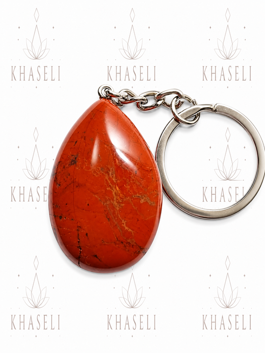 Llavero de Jaspe Rojo Natural – Amuleto de Fuerza, Protección y Energía Vital