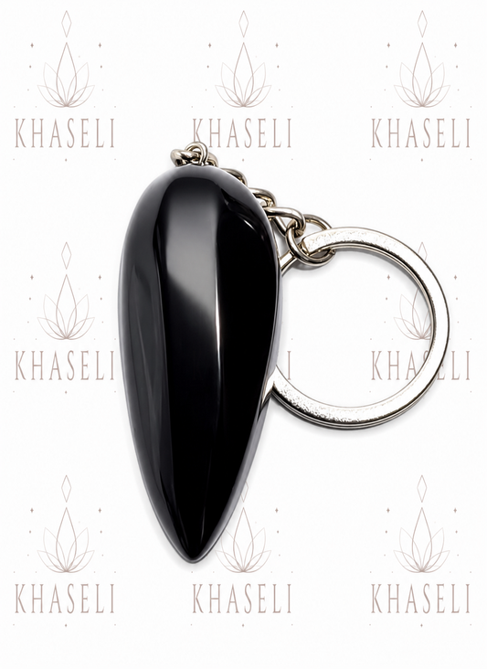 Llavero de Obsidiana Natural – Amuleto de Protección Energética ,Piedra de Limpieza y Escudo Espiritual