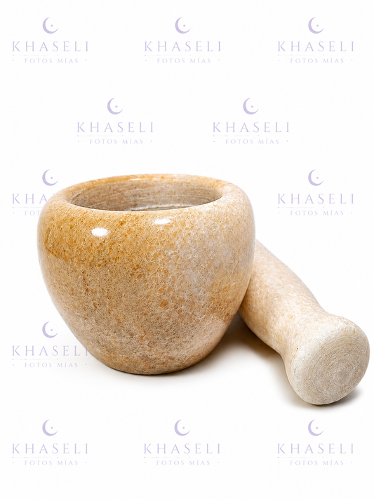 Mortero de Alabastro Natural para Rituales Esotéricos – Herramienta para Hierbas, Resinas, Inciensos y Magia