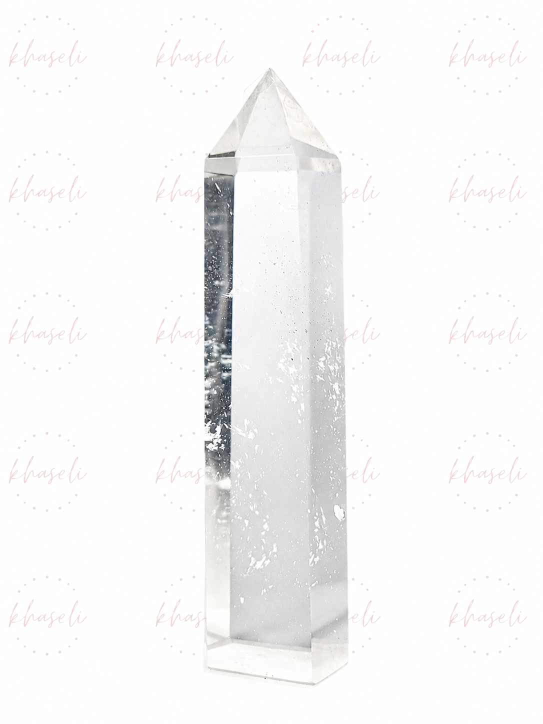 Obelisco de Cuarzo Transparente Natural 21,5 cm – Cristal Maestro para Protección, Limpieza Energética y Armonía