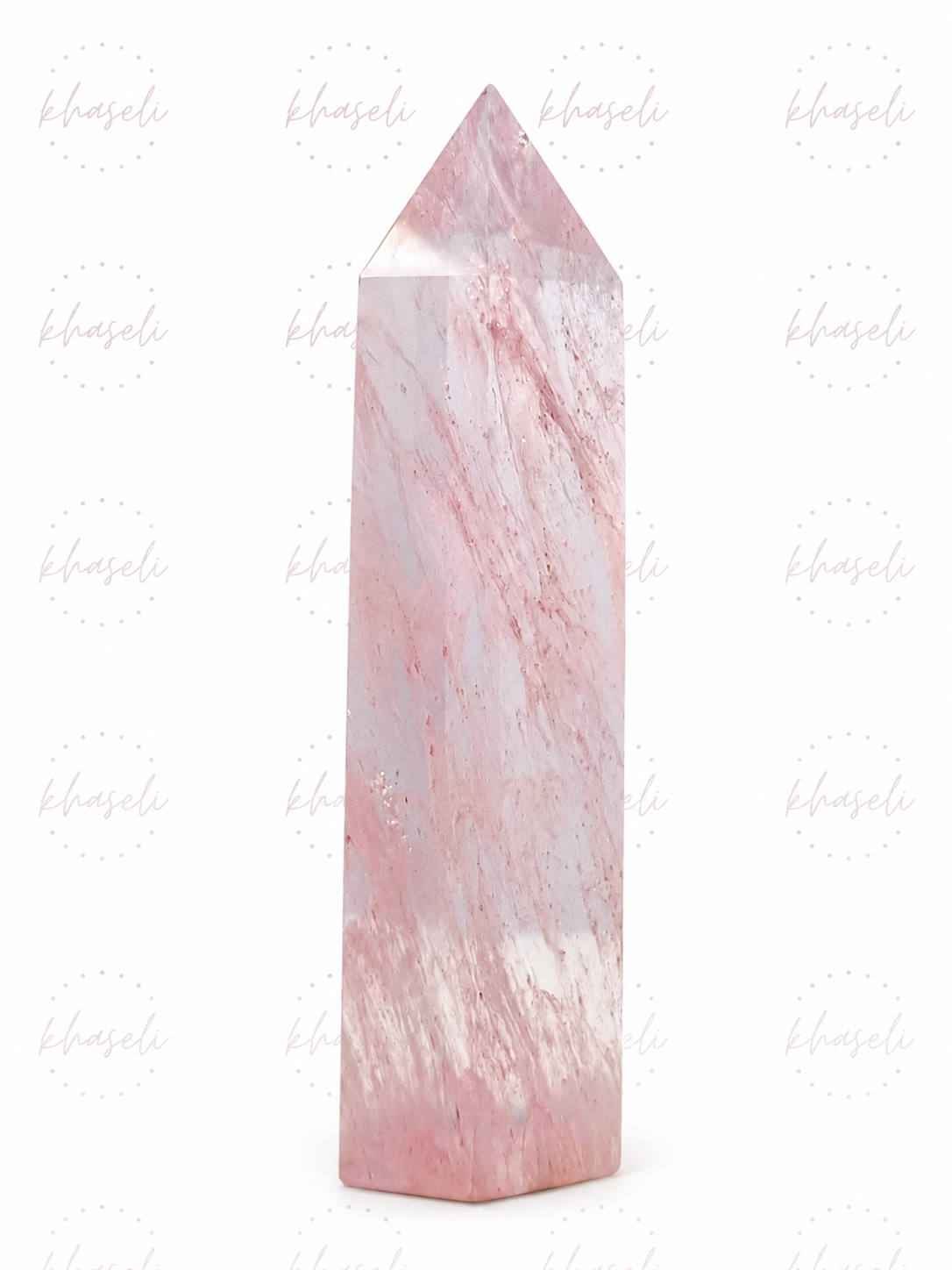 Obelisco de Cuarzo Rosa Natural - Piedra del Amor, la Armonía y el Equilibrio Energético
