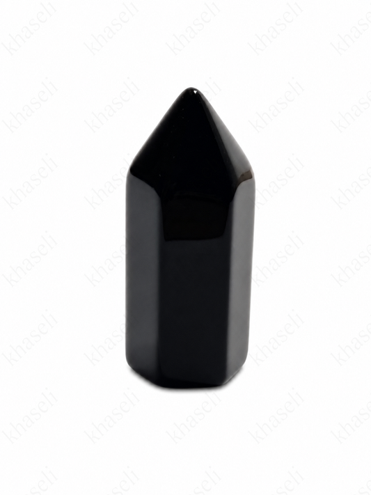 Obelisco pequeño de Obsidiana Negra Natural – Torre de Protección, Limpieza Energética y Equilibrio