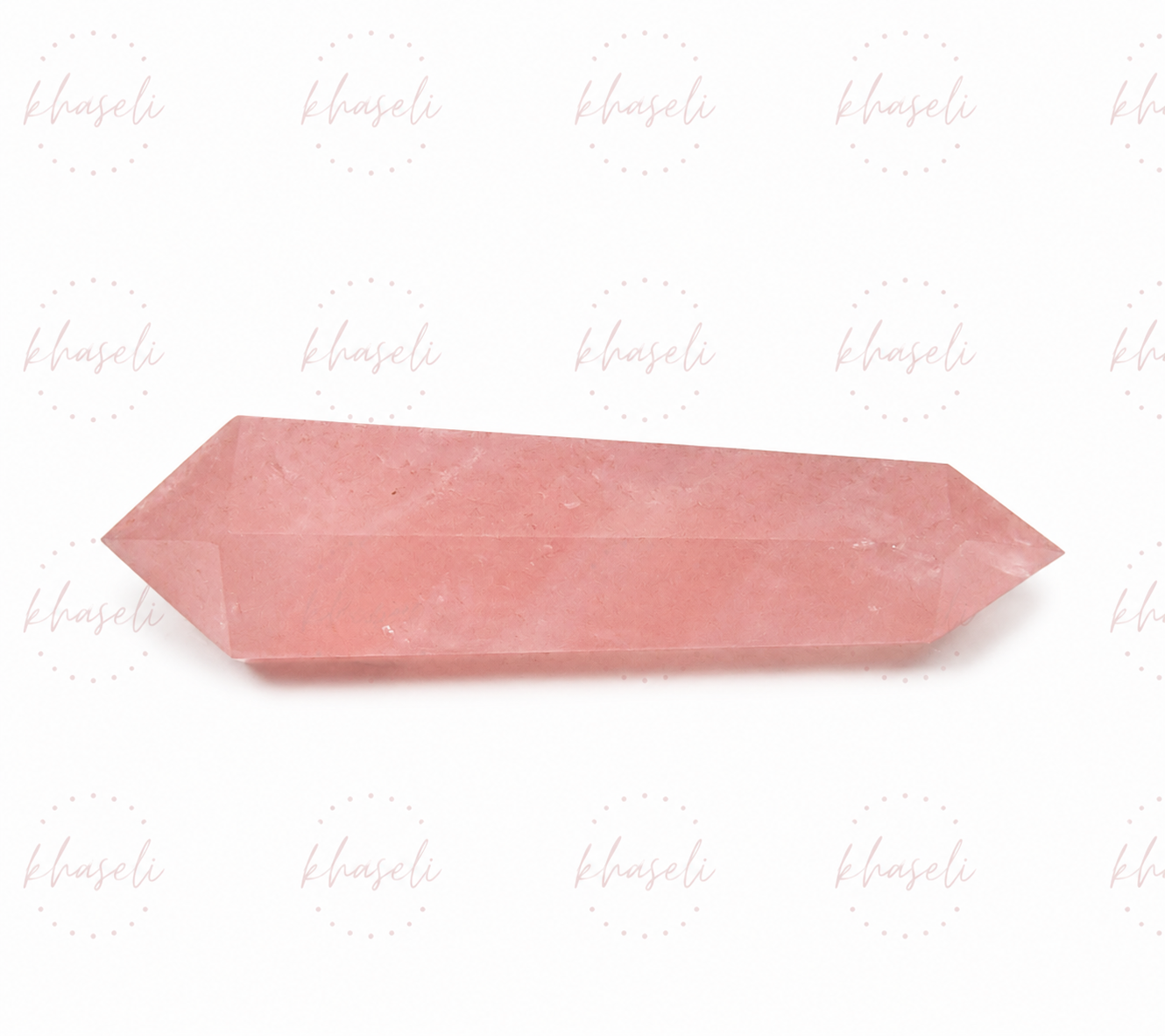 Punta Biterminada de Cuarzo Rosa Natural | Cristal de Amor, Equilibrio y Armonía Energética